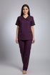 Women's 2-Pocket Mock Wrap Scrub with Contrast-Cotton-Polyester Blend
